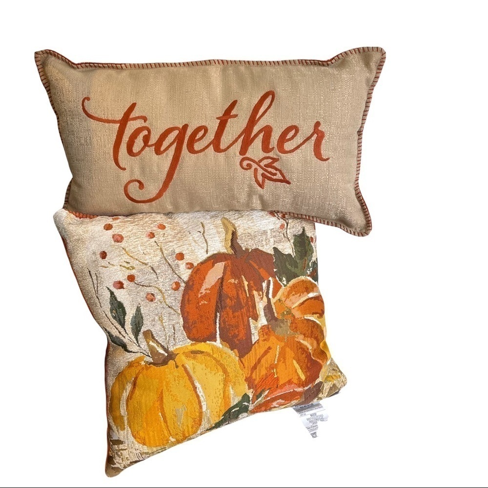 New Fall Decor Harvest Pumpkin Together Throw Pillows Square & Rectangular
